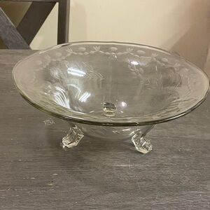 Elegant Clear Glass Bowl with Etched Design